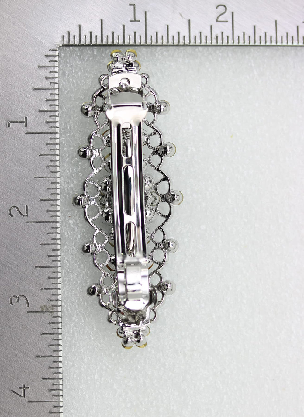 Faship Silver-tone alloy barrette crystal floral detail for formal hairstyles.