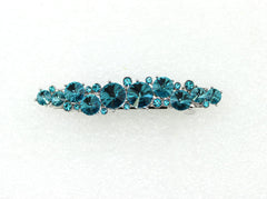Faship Teal floral crystal hair clip adds sparkle to special occasions