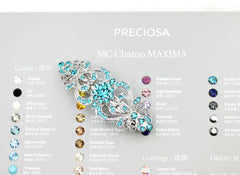 Faship teal rhinestone floral barrette with silver-tone zinc alloy