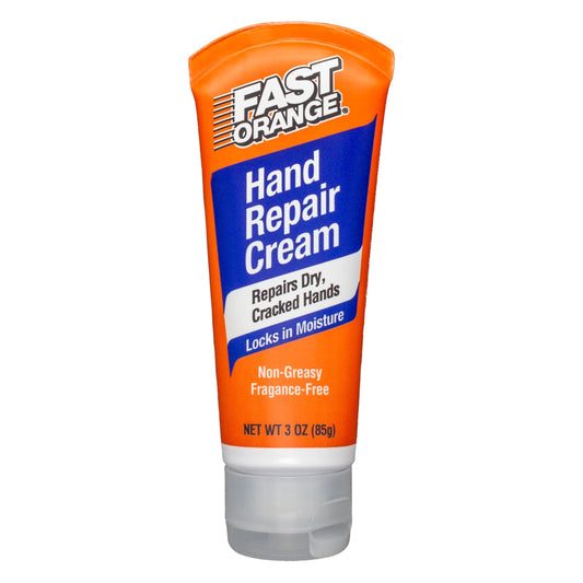 Fast Orange Hand Repair Cream bottle closeup delivering quick relief for dry hands