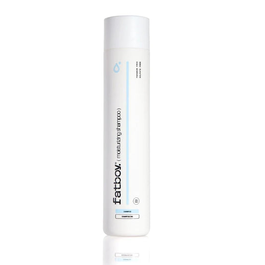 Fatboy Moisturizing Shampoo bottle pour for daily hydration and shine.