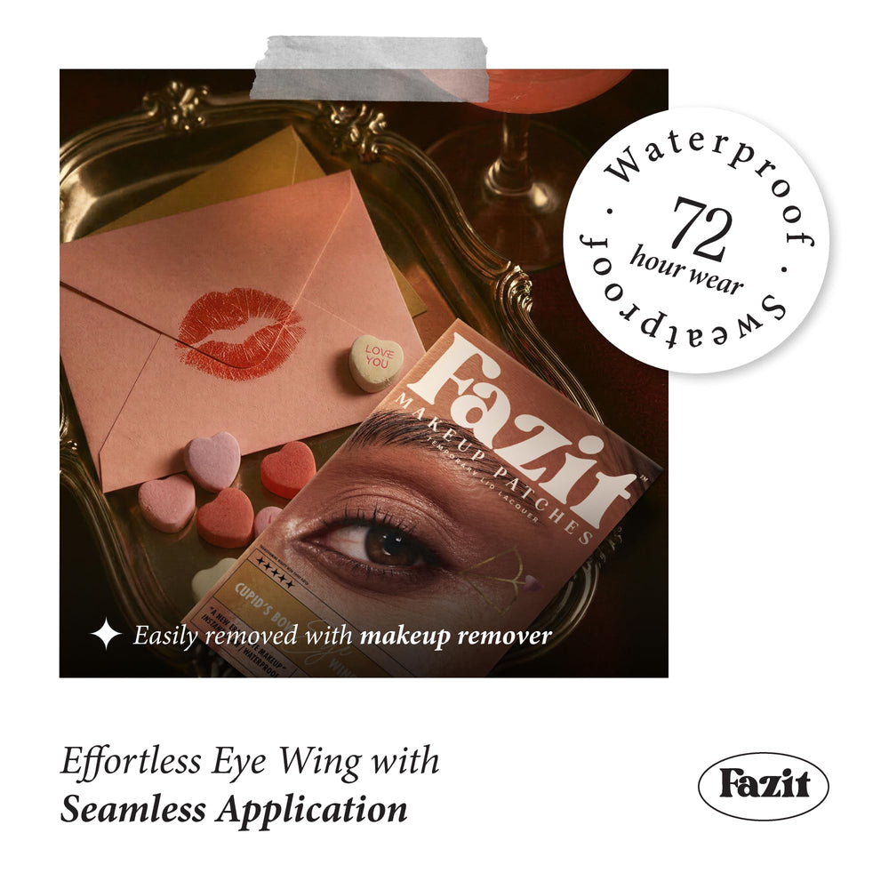 Fazit Cupid Bow Eye Wings patches stay put through daily wear.
