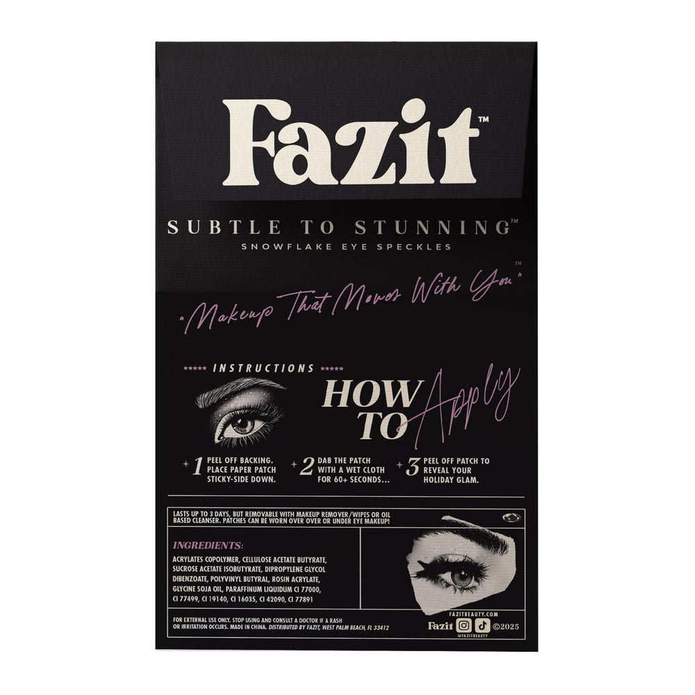 Fazit glitter eye patches are waterproof and stay vibrant for long-lasting sparkle
