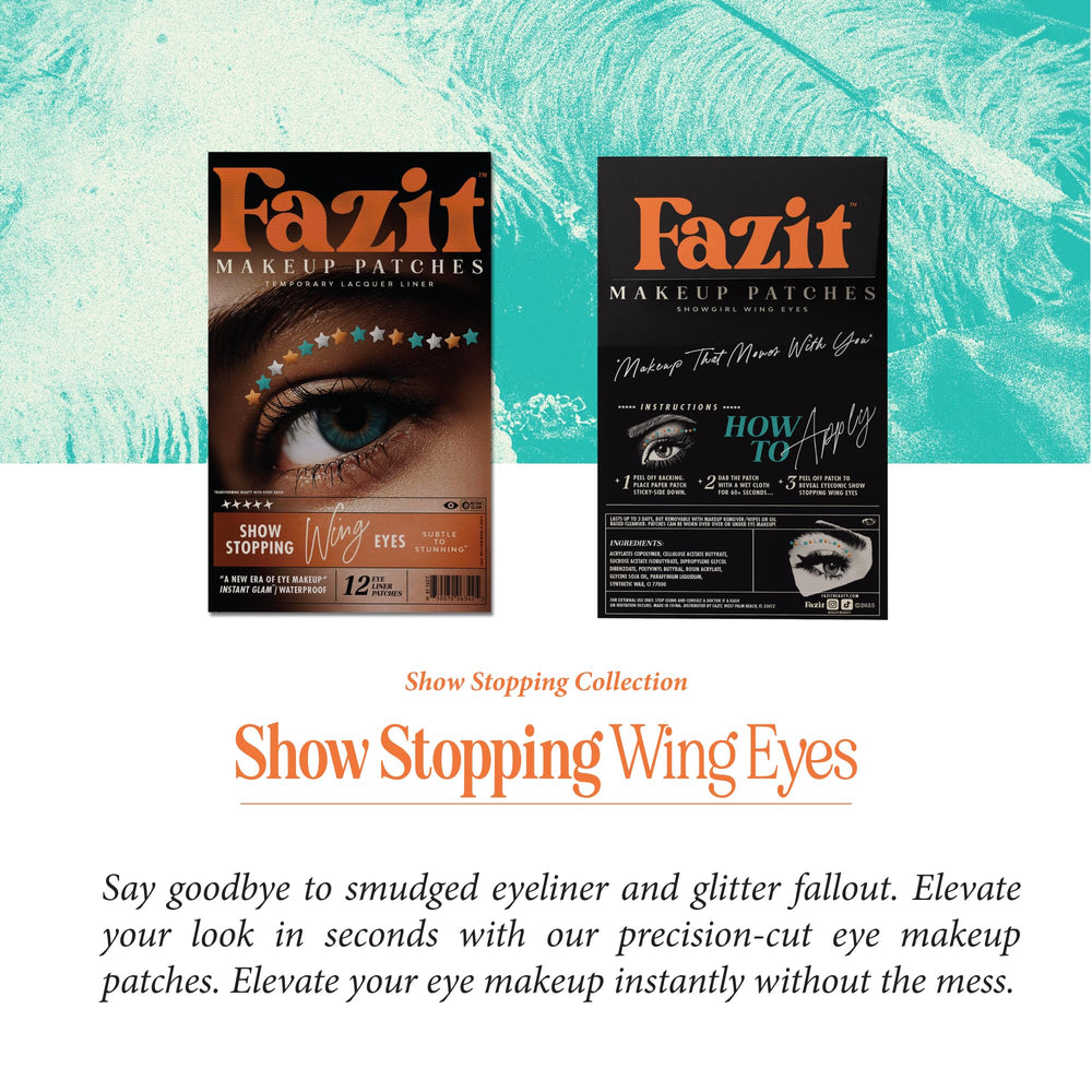 Fazit glitter-face patches withstand moisture while keeping vibrant color for beach days.
