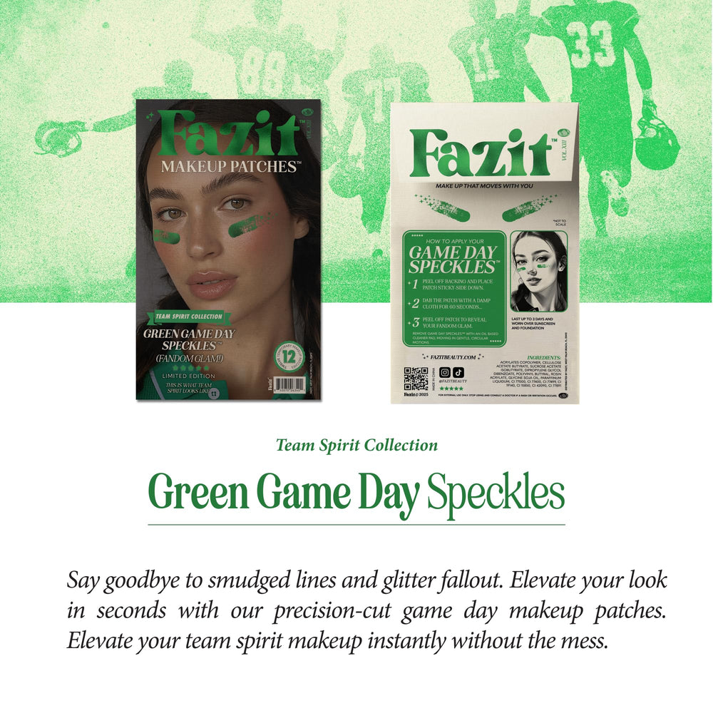 Fazit green game day speckles festival look adds playful shine