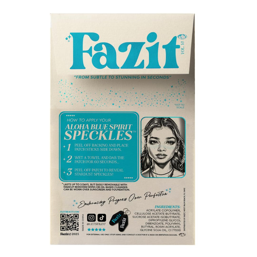 Fazit Aloha Blue Speckles under-eye patch provides festive shine.