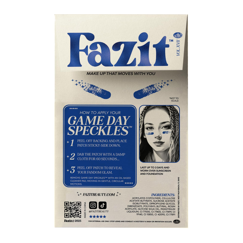 Fazit makeup patches blue game day speckles stay put in rain or sweat