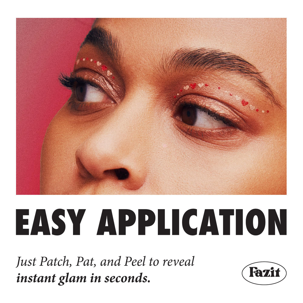 Fazit Sweetheart Wing Eyes patches add cute glitter accents to your look.