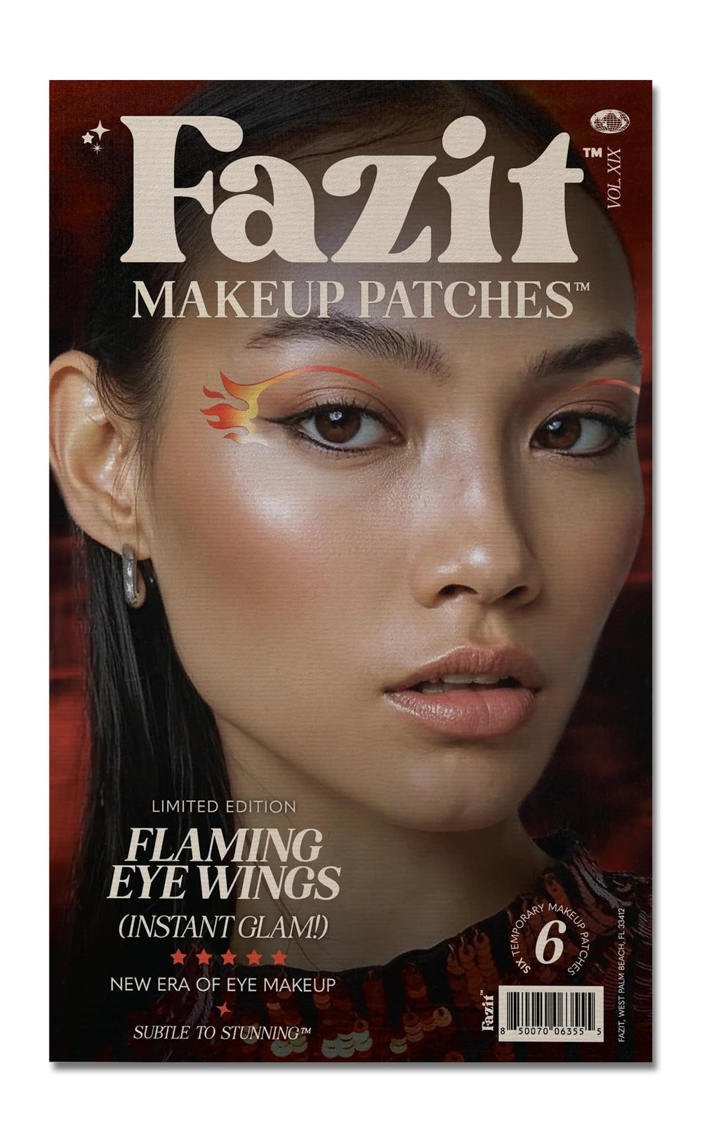 Fazit makeup patches with flaming eye speckles for a bold, shimmering festival look