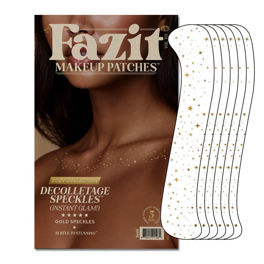 Fazit Makeup Patches with gold speckles for party-ready radiance.