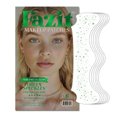 Fazit makeup patches green speckles closeup, gentle for all skin types