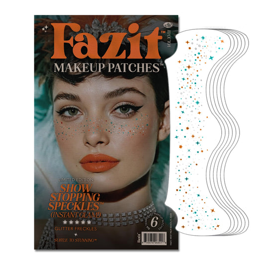 Fazit makeup patches show-stopping speckles close up for a dramatic festival look