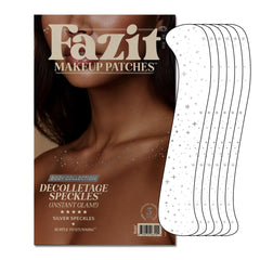 Fazit makeup patches with silver decollatage speckles for radiant sparkle.