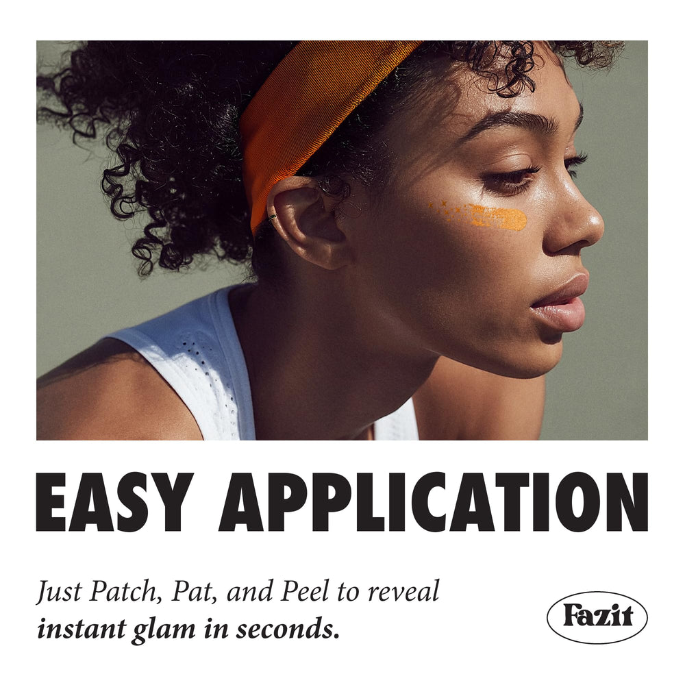 Fazit orange speckles patch pack displays versatile cosmetic glitter accessories.