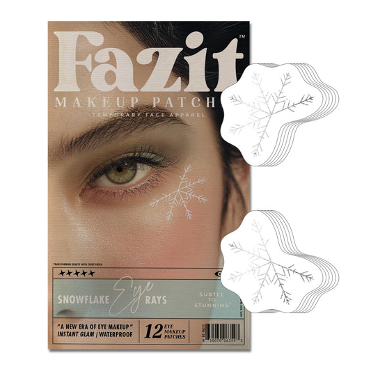 Fazit Snowflake Eye Rays patches closeup showing skin-friendly glitter accents