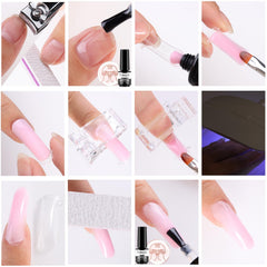 Fcozpjk essential nail tools kit including files, brushes, and cuticle care.