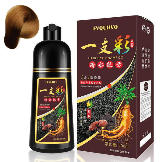 Fedulili Hair Dye Shampoo 3 in 1 bottle showcasing chestnut brown color for at-home coloring