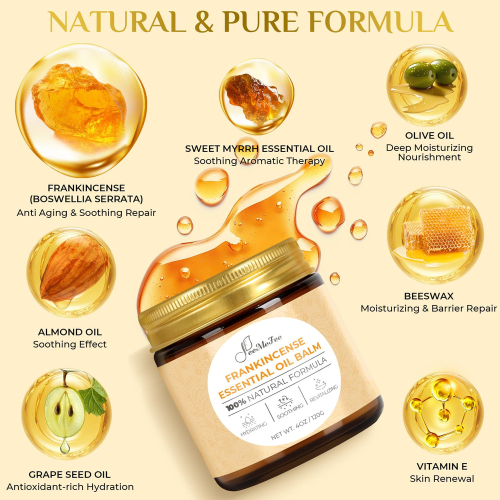 FeeMeFee Frankincense Balm with nourishing oils delivers deep hydration and skin comfort