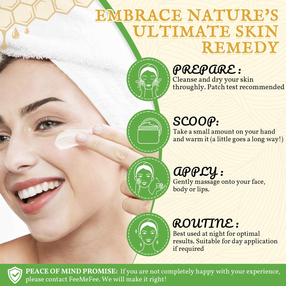 FeeMeFee grass-fed beef tallow balm ingredients highlighted, premium skincare components.