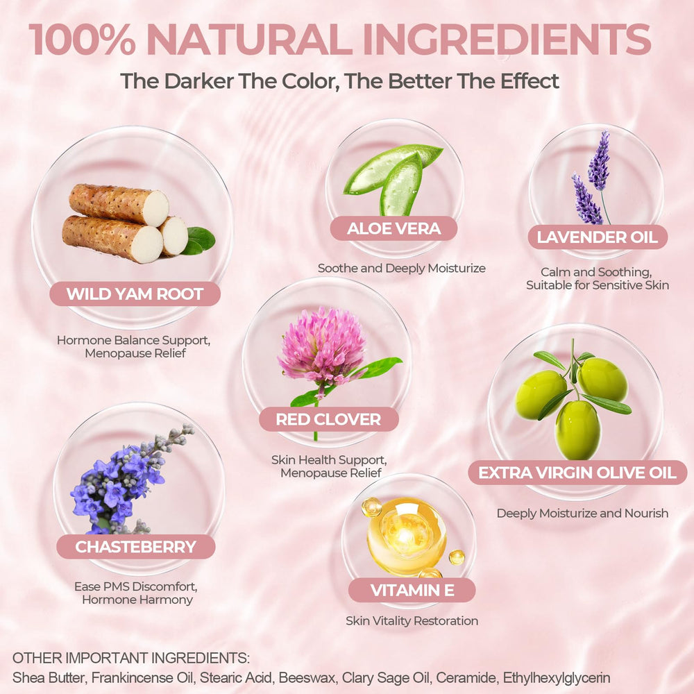 FeeMeFee Wild Yam Cream ingredients highlight wild yam, chaste tree, red clover for nourishment.