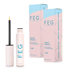 FEG Eyelash Enhancer serum bottle with natural ingredients for healthier lashes.