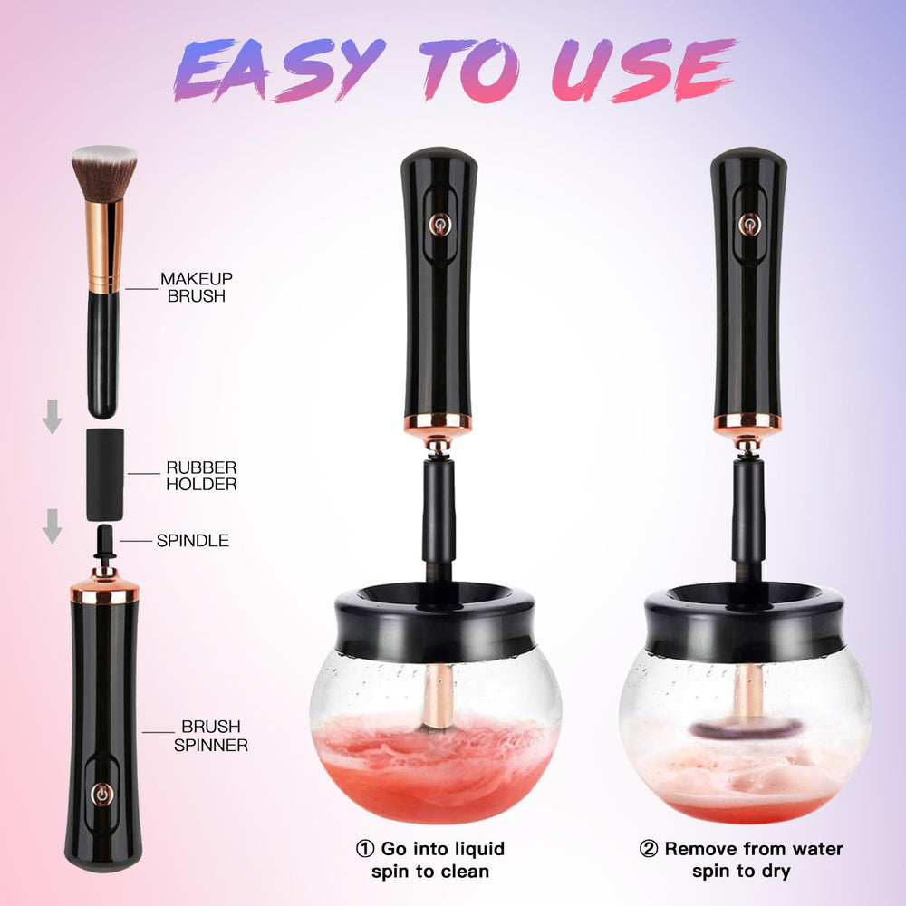 FEIMINI cleaning bowl with water and solution enables safe brush cleansing.