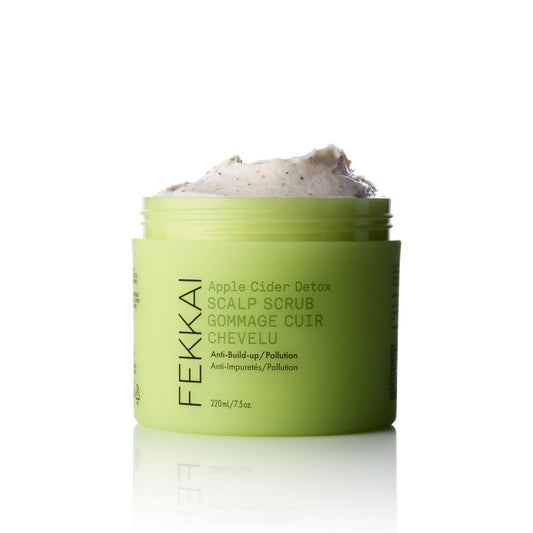 Fekkai Apple Cider Detox Scrub bottle shown for easy scalp detox and pre-shampoo cleanse