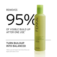Fekkai Apple Cider Detox Shampoo bottle demonstrates clarifying care.