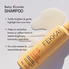 Fekkai Baby Blonde Shampoo bottle side highlighting gentle cleansing for scalp