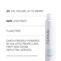 Vegan and cruelty-free FEKKAI hairspray formula reflects clean beauty standards.
