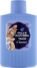 Felce Azzurra Classic Talc powder-dispense shown for easy application.