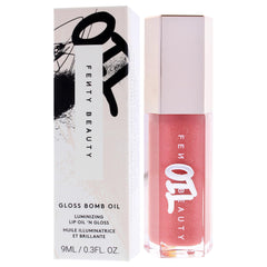 Fenty Beauty Gloss Bomb Lip Oil N Gloss 01 Fussy, rosy pink shade for everyday wear.