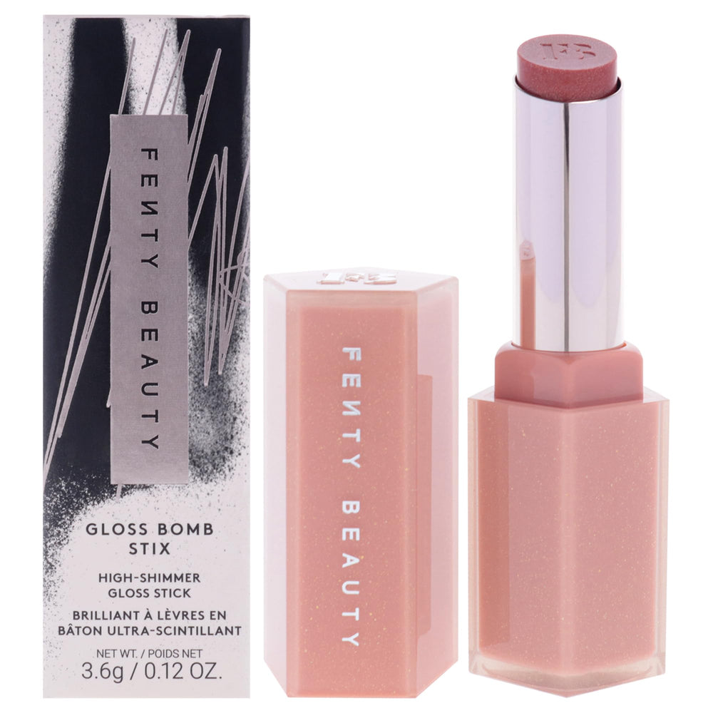 Fenty Beauty Gloss Bomb Stix Shimmer in Fenty Glow texture close-up for smooth, glossy lips