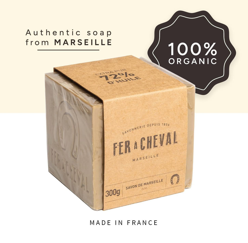 Fer à Cheval soap cube 300g shows dense durable composition
