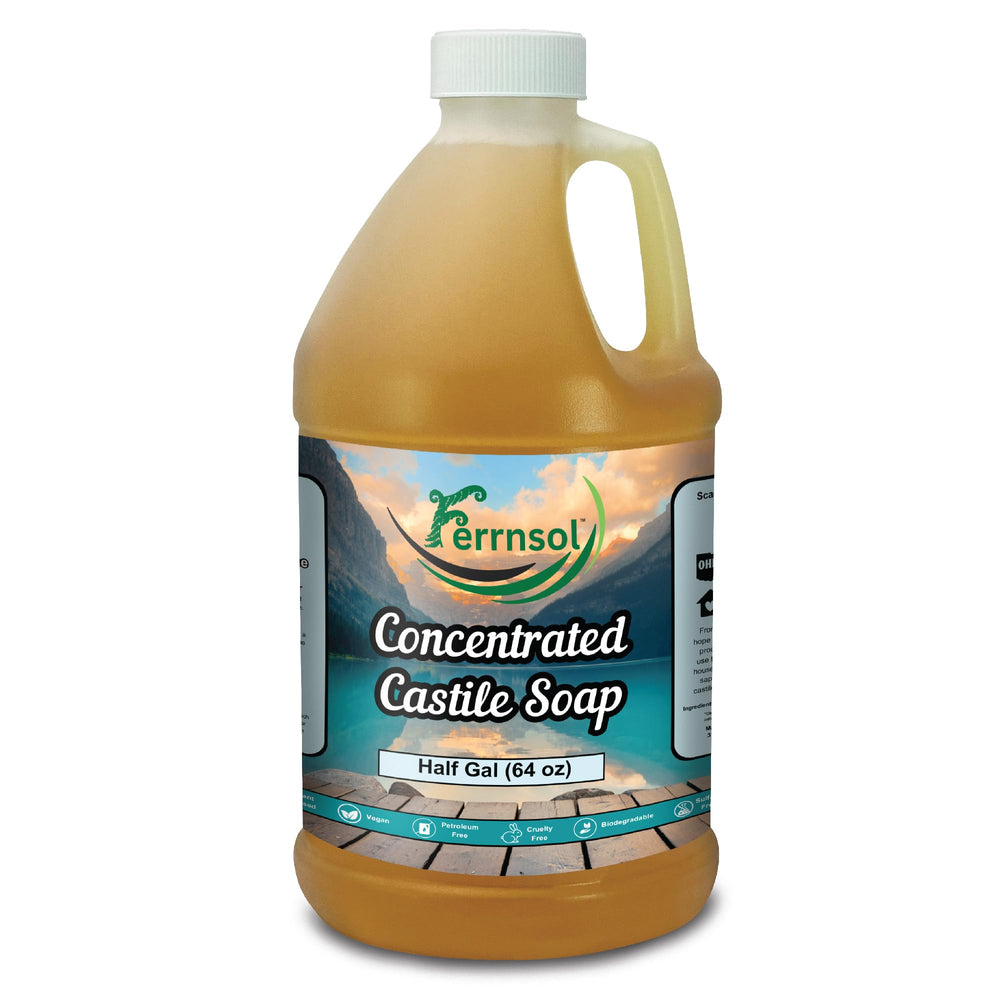 Ferrnsol castile gel soap refill demonstrates eco-friendly, versatile cleaning option.