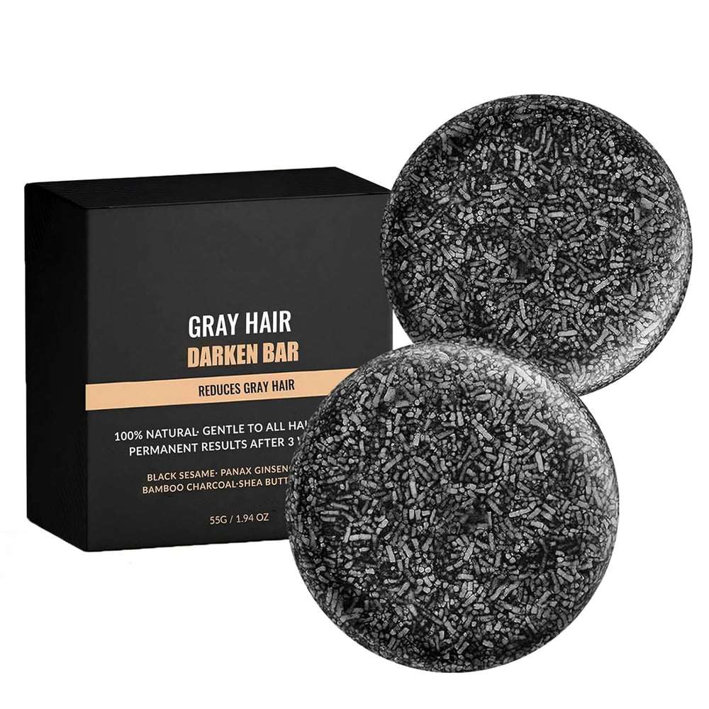 F FENG PEI black shampoo bar close-up showing natural darkening potential