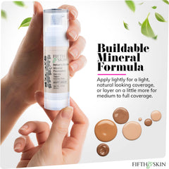 Close-up of Fifth & Skin foundation with a dewy finish and natural radiance.