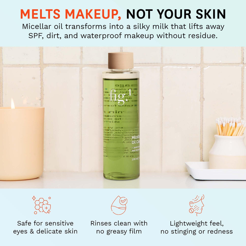 Fig.1 makeup removal action demonstrates dissolving waterproof makeup with one cleanse.