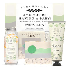 FinchBerry 3-piece gift set displayed as a thoughtful baby shower gift for new moms