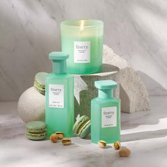 Fine'ry Pistachio Please packaging label signals premium vegan fragrance.