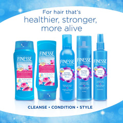 FINESSE dry-to-smooth hair transformation visual showing improved manageability.