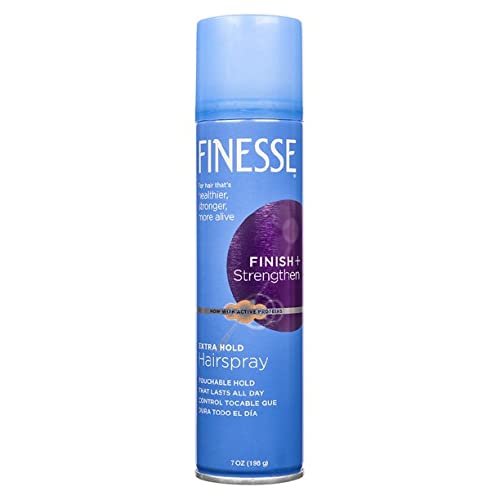 Finesse Extra Hold Hairspray 7 oz display helps control volume.