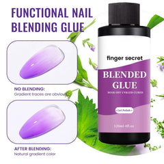Finger Secret blending glue application swatch reveals clear texture without distortion.