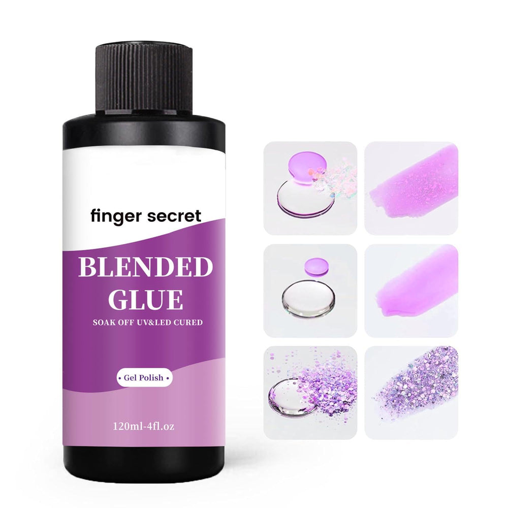 Finger Secret blending glue pour action shows smooth flow for even blends.