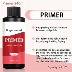 Finger Secret nail primer application on nail demonstrates even coverage for consistent results.
