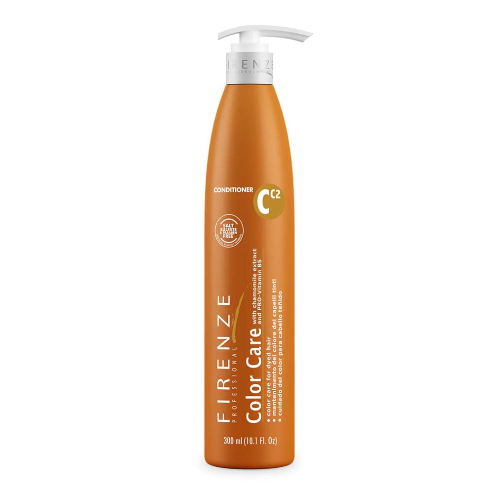Product packaging display for Firenze Color Care Bundle on clean vanity