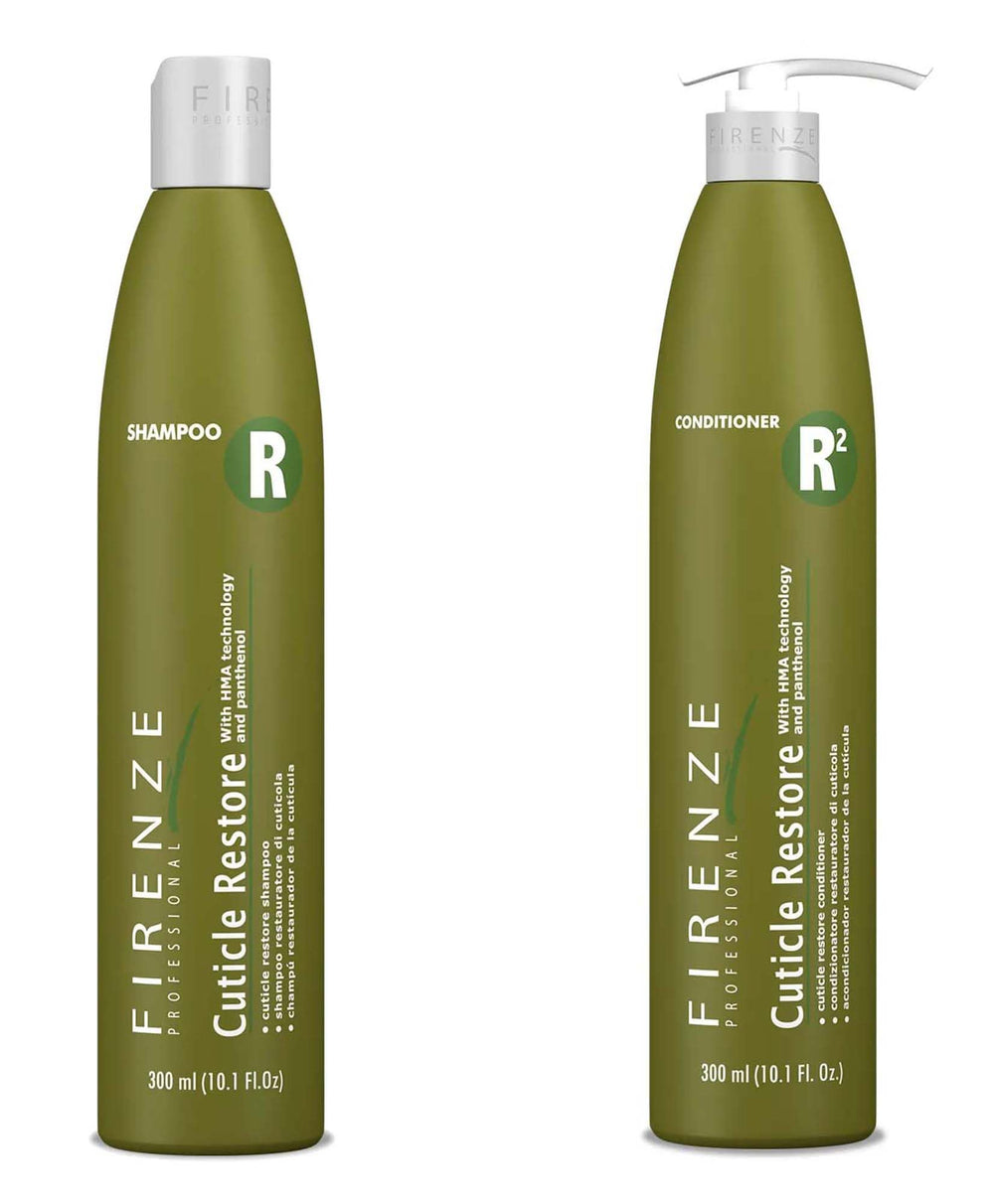 Firenze Professional Cuticle Restore Shampoo lather showing gradual nourishment for damaged hair.