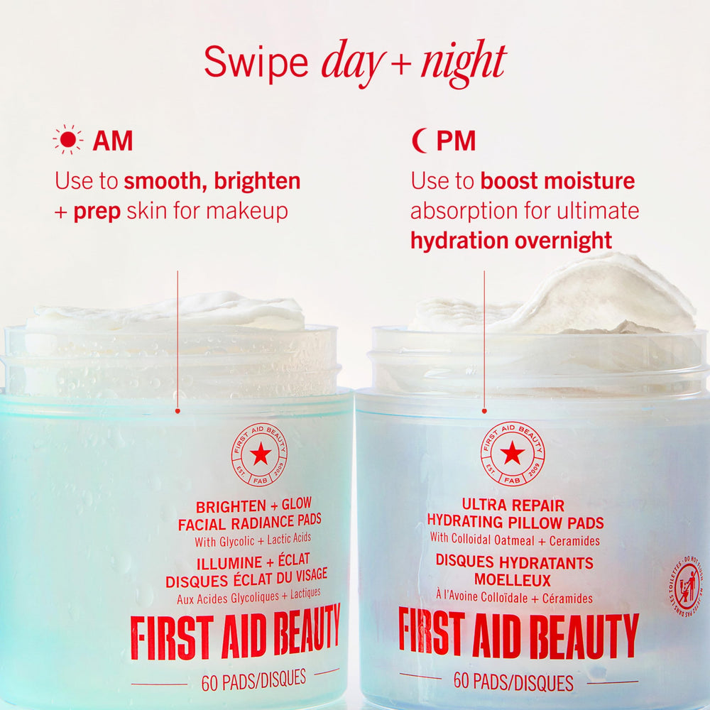 First Aid Beauty Facial Radiance Pads eco-friendly packaging on display