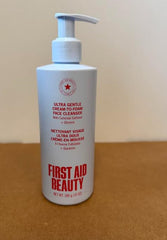 First Aid Beauty Ultra Gentle Cream-to-Foam Cleanser application on the face