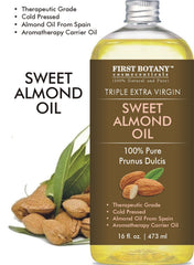 First Botany Almond Oil rich in vitamins for glowing skin and hydration.